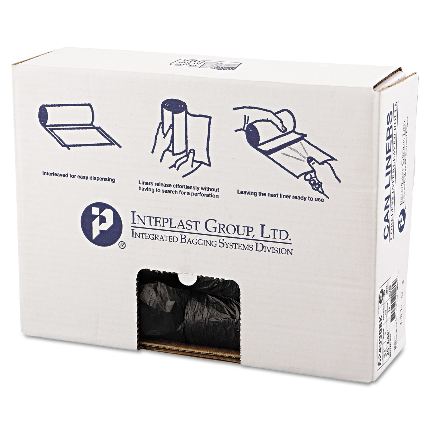 Inteplast Group High-Density Commercial Can Liners, 16 gal, 8 microns, 24" x 33", Black, 1,000/Carton