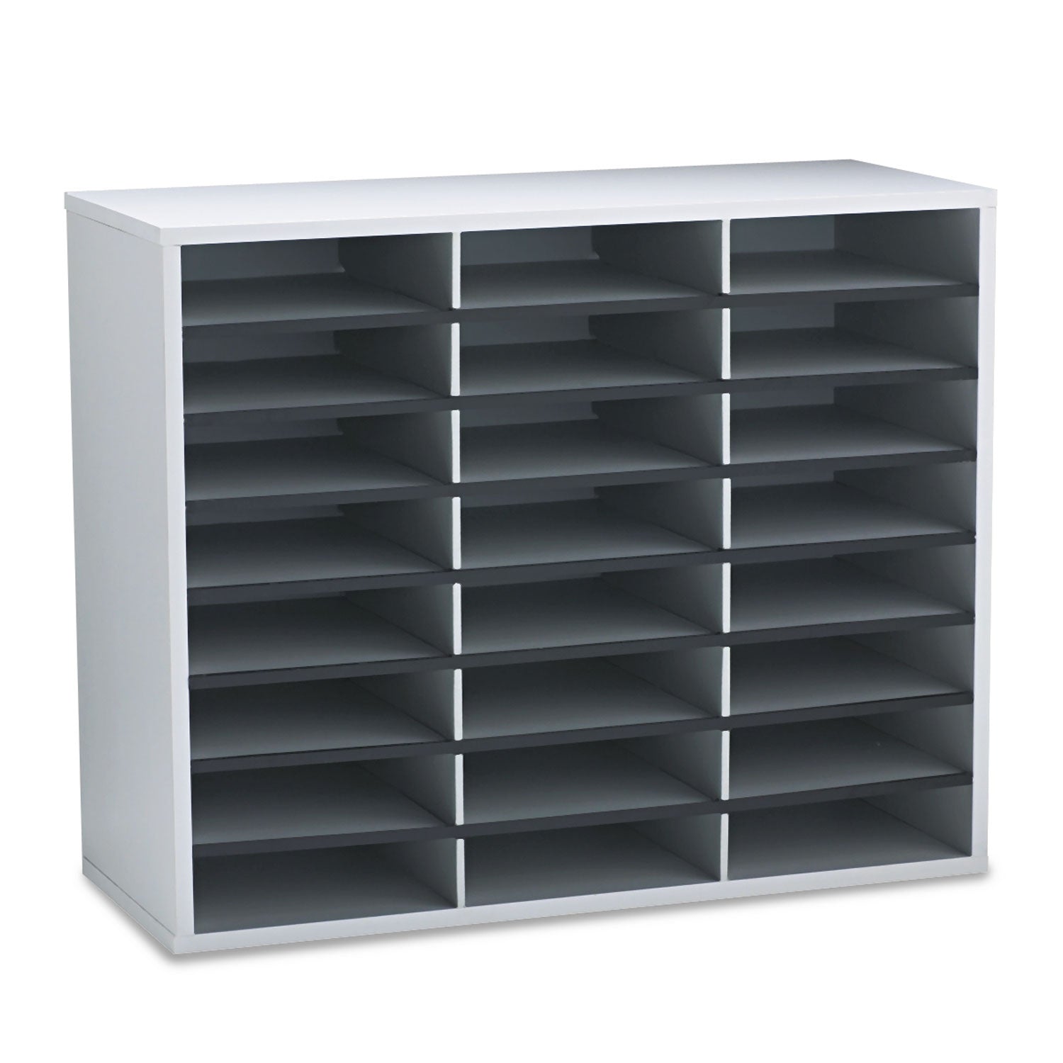 Fellowes Literature Organizer, 24 Letter Compartments, 29 x 11.88 x 23.44, Dove Gray