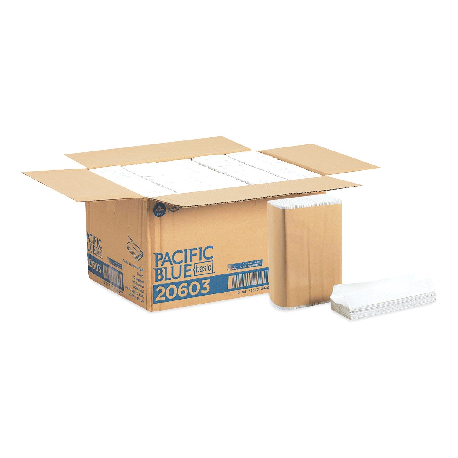 Georgia Pacific Pacific Blue Basic C-Fold Paper Towels, 10.1 x 13.2, White, 240/Pack, 10 Packs/Carton