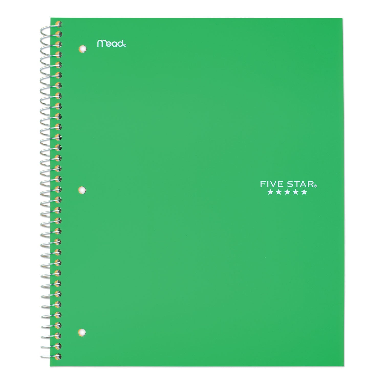 Five Star Wirebound Notebook, 1 Subject, Medium/College Rule, Green Cover, 11 x 8.5, 100 Sheets
