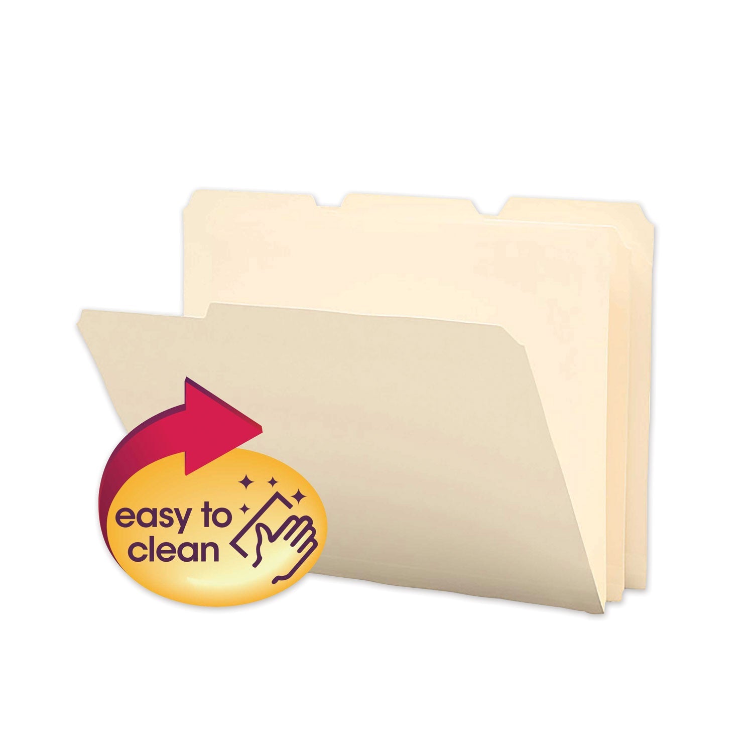 Smead Poly Manila Folders, 1/3-Cut Tabs: Assorted, Letter Size, Manila, 12/Pack