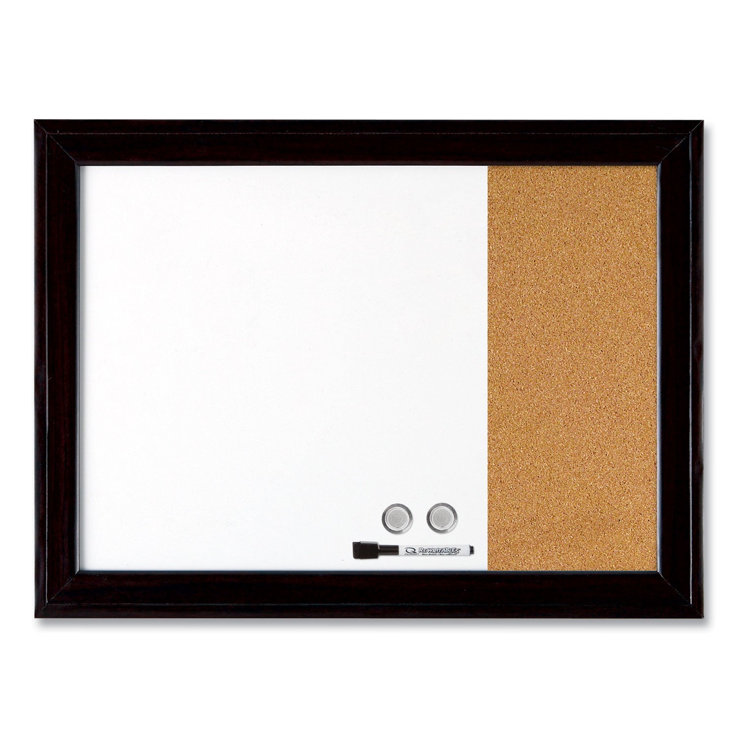 Quartet Home Decor Magnetic Combo Dry Erase with Cork Board on Side, 23 x 17, Black Wood Frame