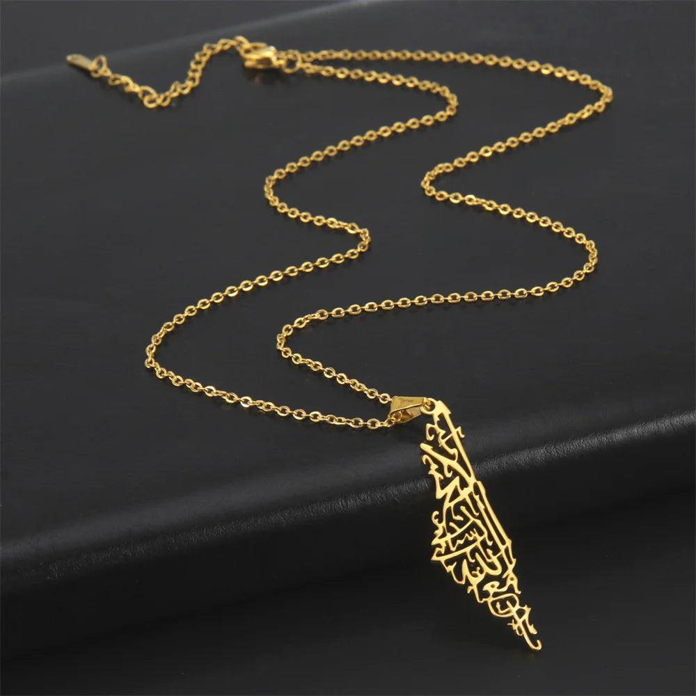 Unisex Stainless Steel Hollow Map Necklace