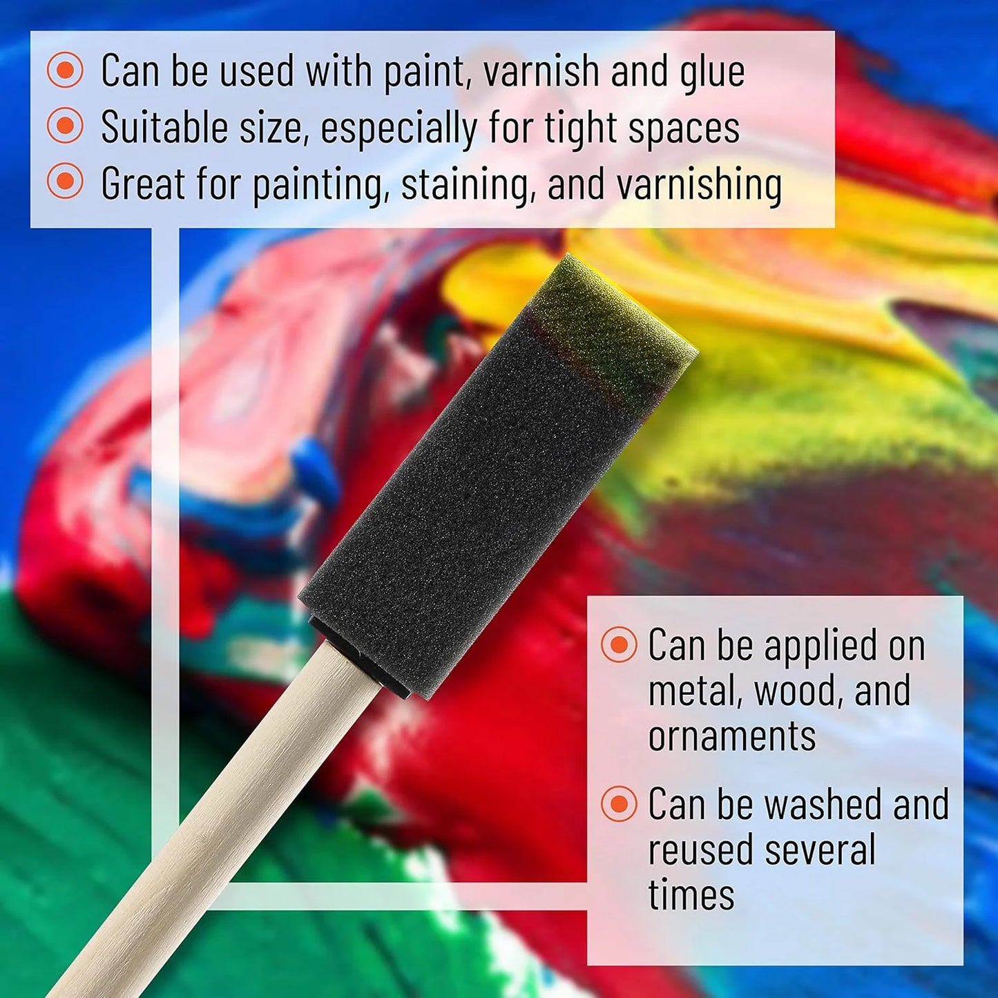 10Pcs Sponge Brush Wooden Handle Watercolor Oil Stain Art Craft Painting Drawing for kids