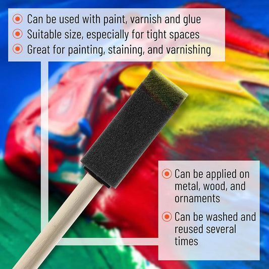 10Pcs Sponge Brush Wooden Handle Watercolor Oil Stain Art Craft Painting Drawing for kids