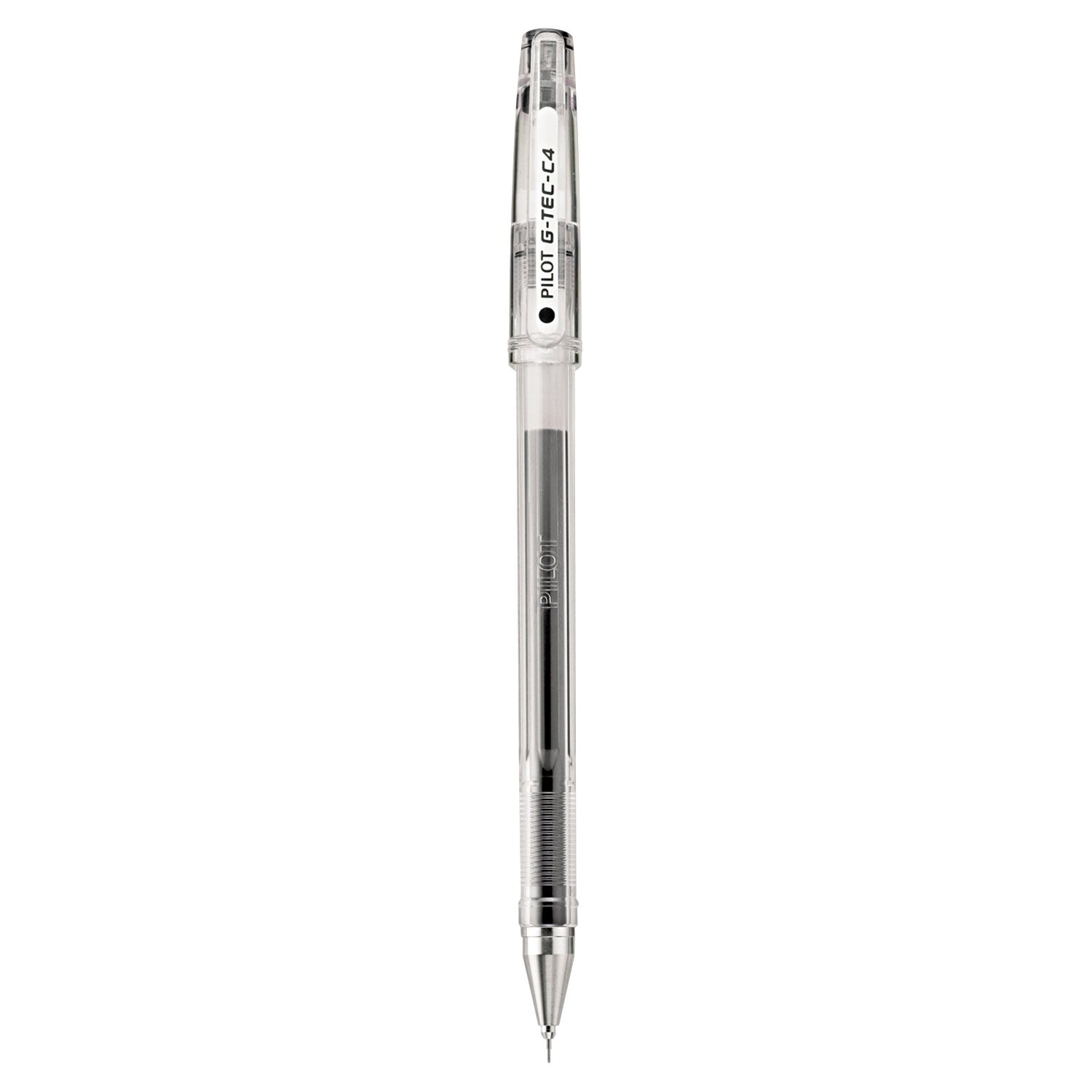 Pilot G-TEC-C Ultra Gel Pen, Stick, Extra-Fine 0.4 mm, Black Ink, Clear Barrel, Dozen