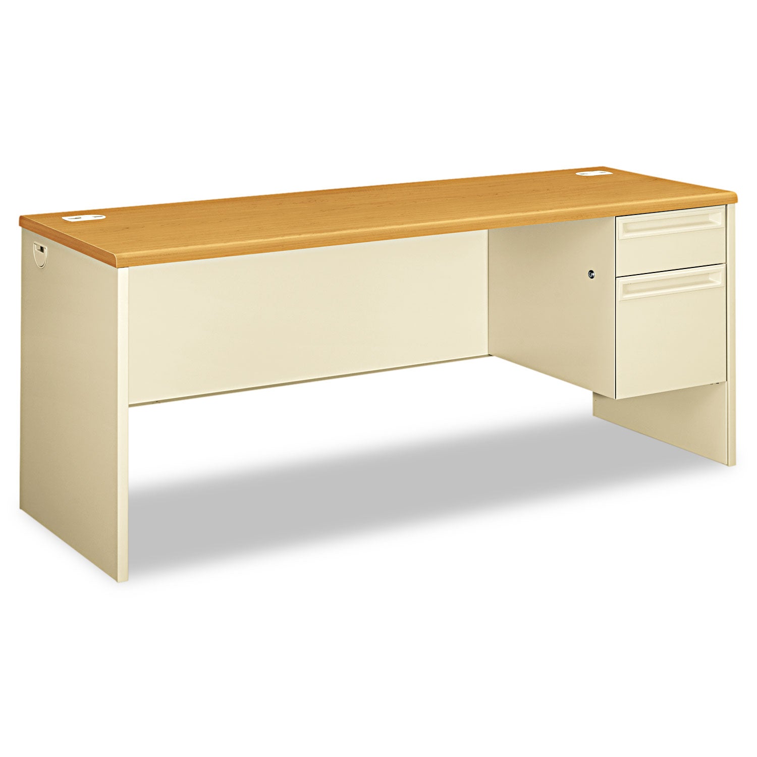 HON 38000 Series Right Pedestal Credenza, 72w x 24d x 29.5h, Harvest/Putty