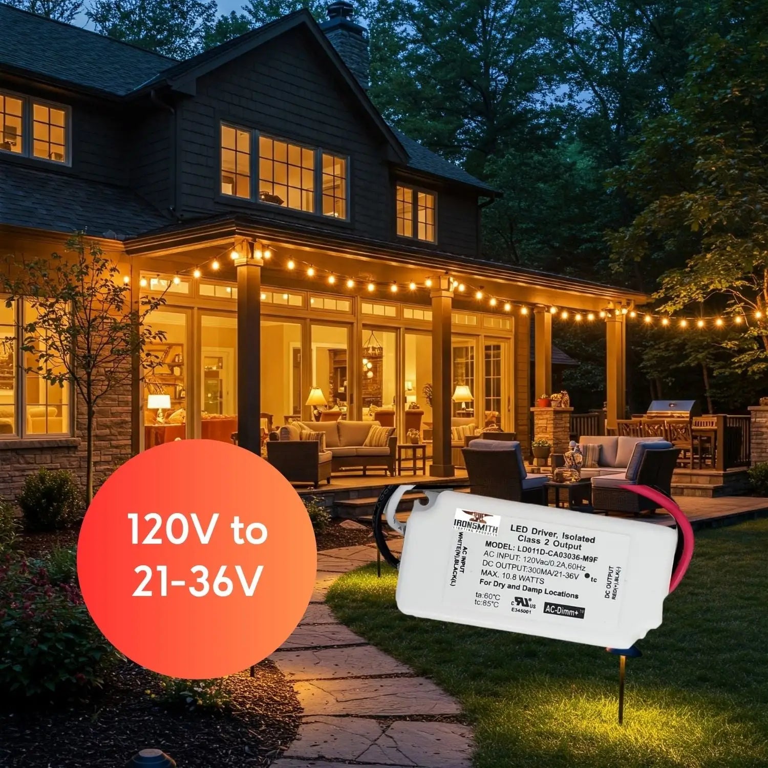 120V AC - 21V to 36V DC | 10.8W Triac Dimming LED Driver Constant Current