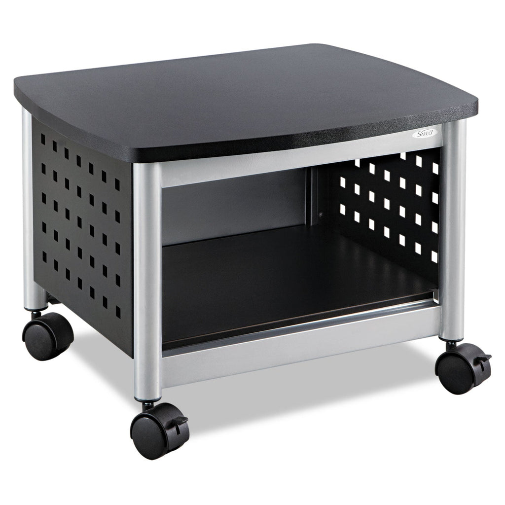 Safco Scoot Under-Desk Printer Stand, Metal, 2 Shelves, 100 lb Capacity, 20.25" x 16.5" x 14.5", Black/Silver