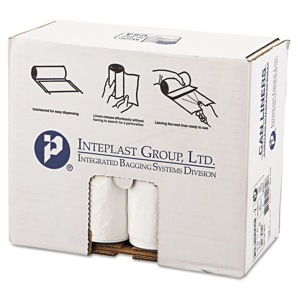 Inteplast Group Low-Density Commercial Can Liners, 30 gal, 0.7 mil, 30" x 36", White, 200/Carton