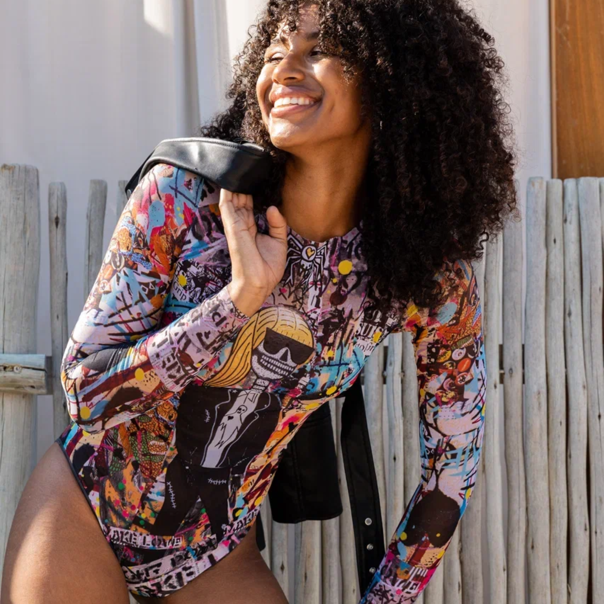 SKELETON STEPH by Sticky Shaw Swimsuit with Sleeves