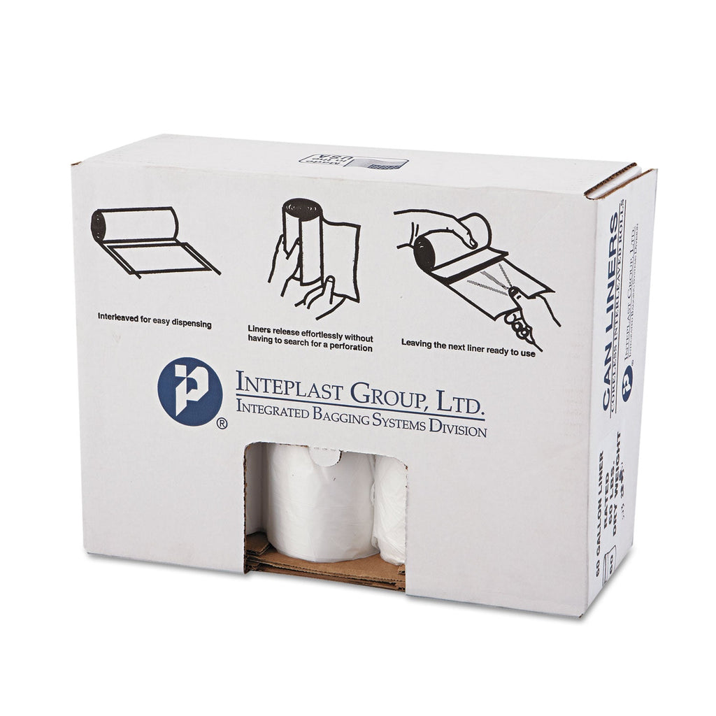 Inteplast Group High-Density Commercial Can Liners Value Pack, 60 gal, 14 microns, 38" x 58", Clear, 200/Carton