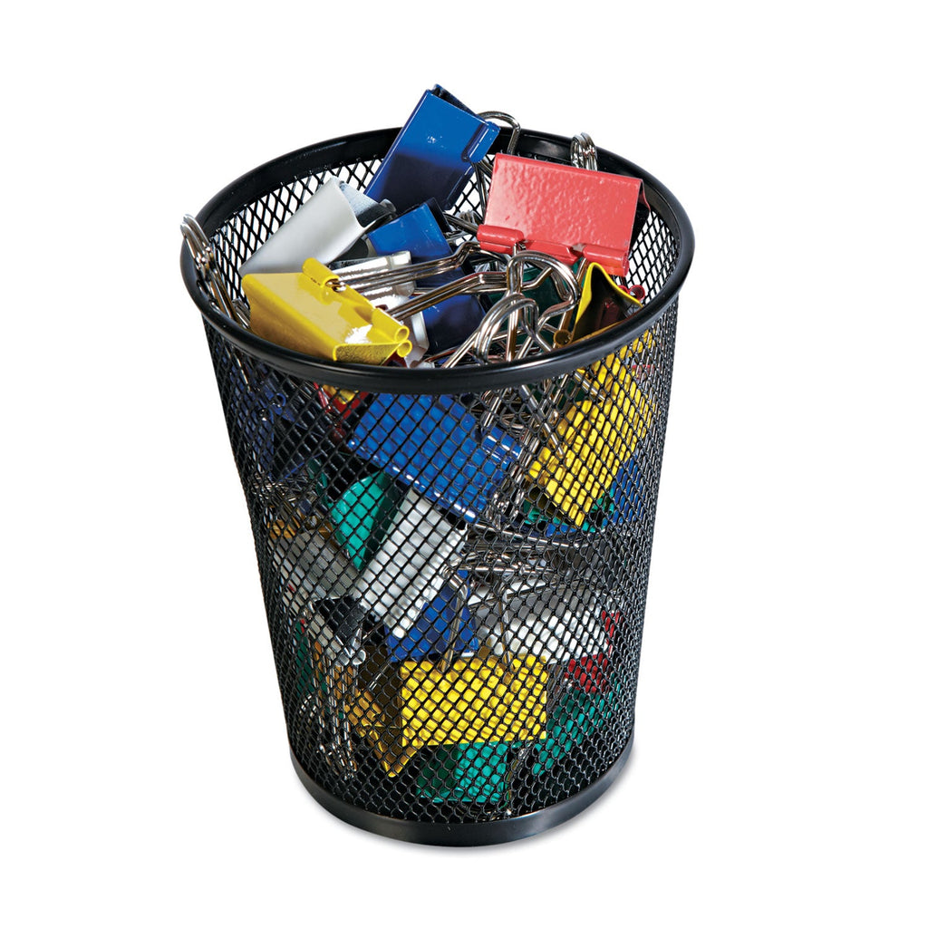 Universal Jumbo Steel Mesh Pencil Cup, 4.38" Diameter x 5.38"h, Black