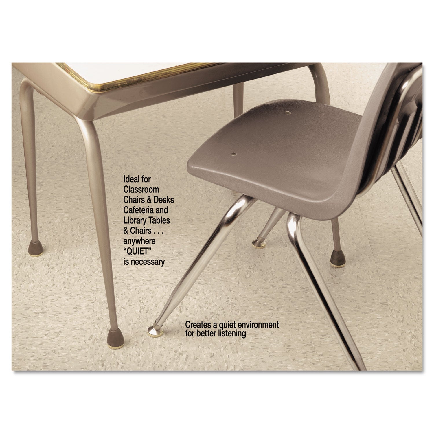 Master Caster Quiet Feet Deluxe Noise Reducers, 1.25" dia, Circular, Beige, 100/Pack