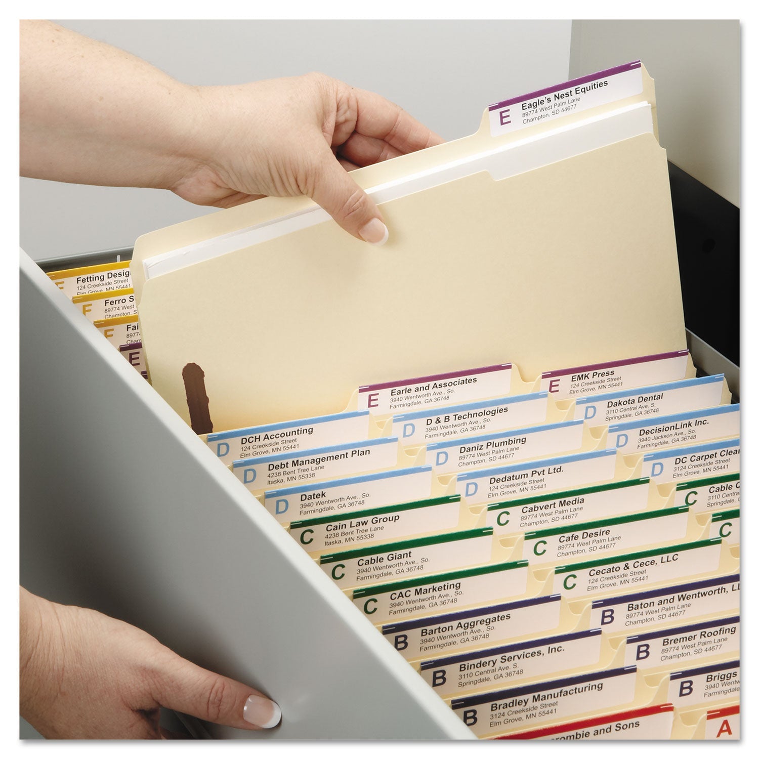 Smead Top Tab Fastener Folders, 1/3-Cut Tabs: Assorted, 2 Fasteners, Letter Size, 11-pt Manila Exterior, 50/Box