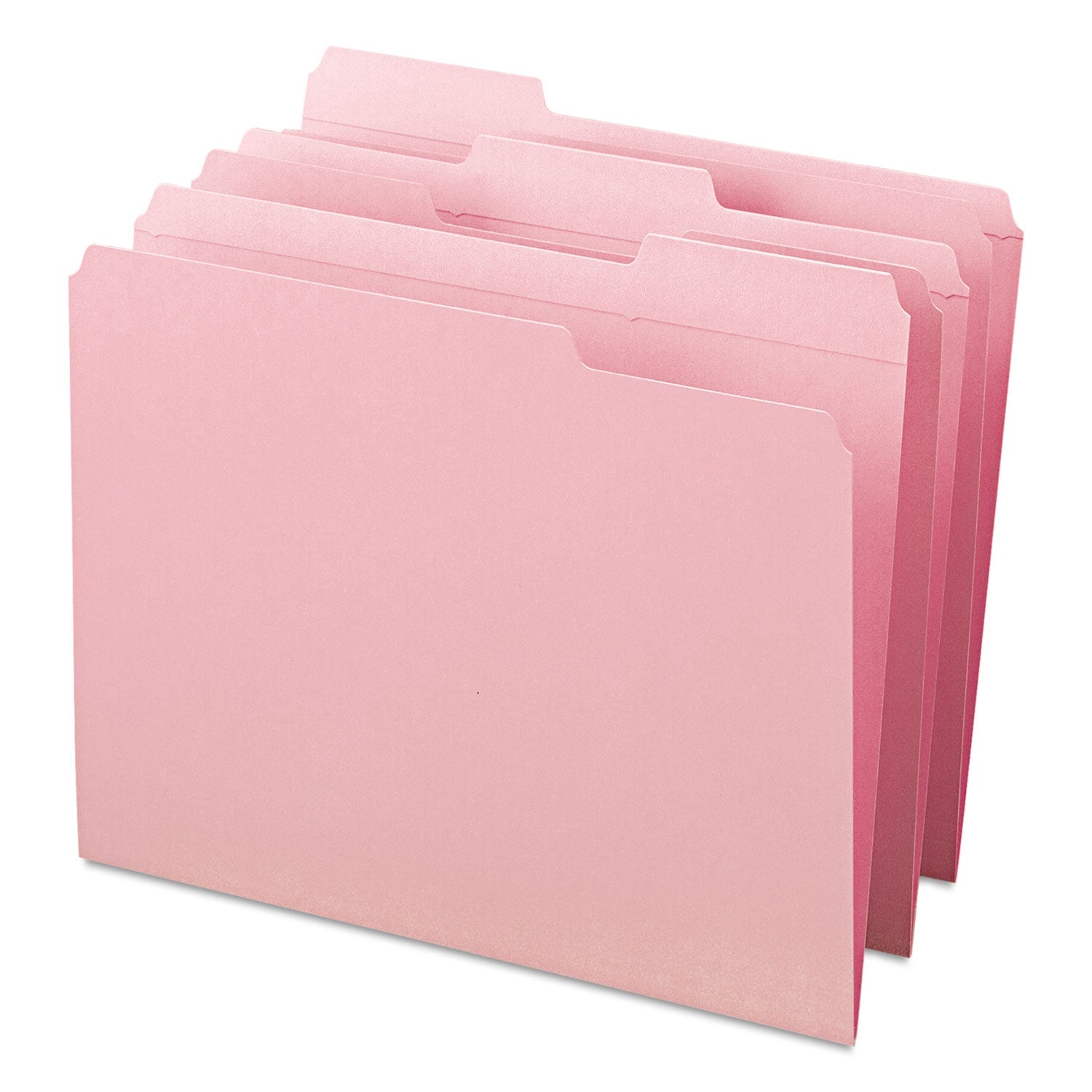 Smead Reinforced Top Tab Colored File Folders, 1/3-Cut Tabs: Assorted, Letter Size, 0.75" Expansion, Pink, 100/Box