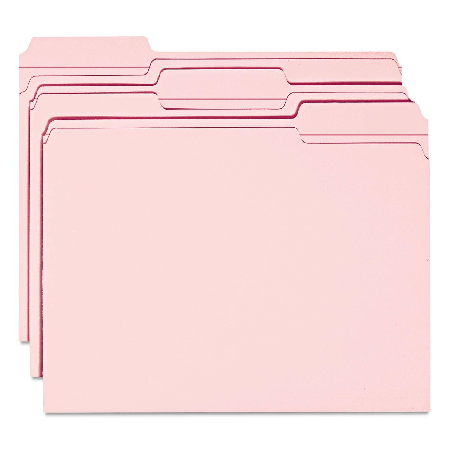 Smead Reinforced Top Tab Colored File Folders, 1/3-Cut Tabs: Assorted, Letter Size, 0.75" Expansion, Pink, 100/Box