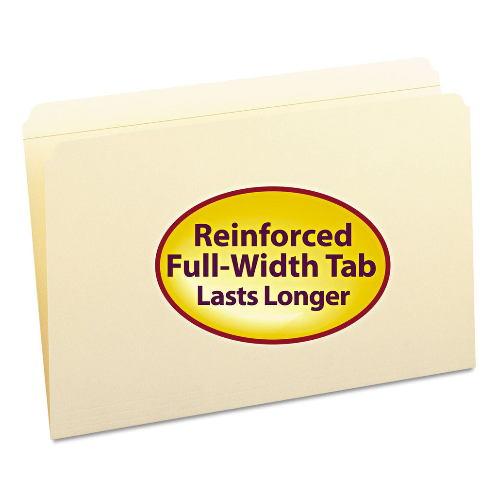 Smead Reinforced Tab Manila File Folders, Straight Tabs, Legal Size, 0.75" Expansion, 11-pt Manila, 100/Box