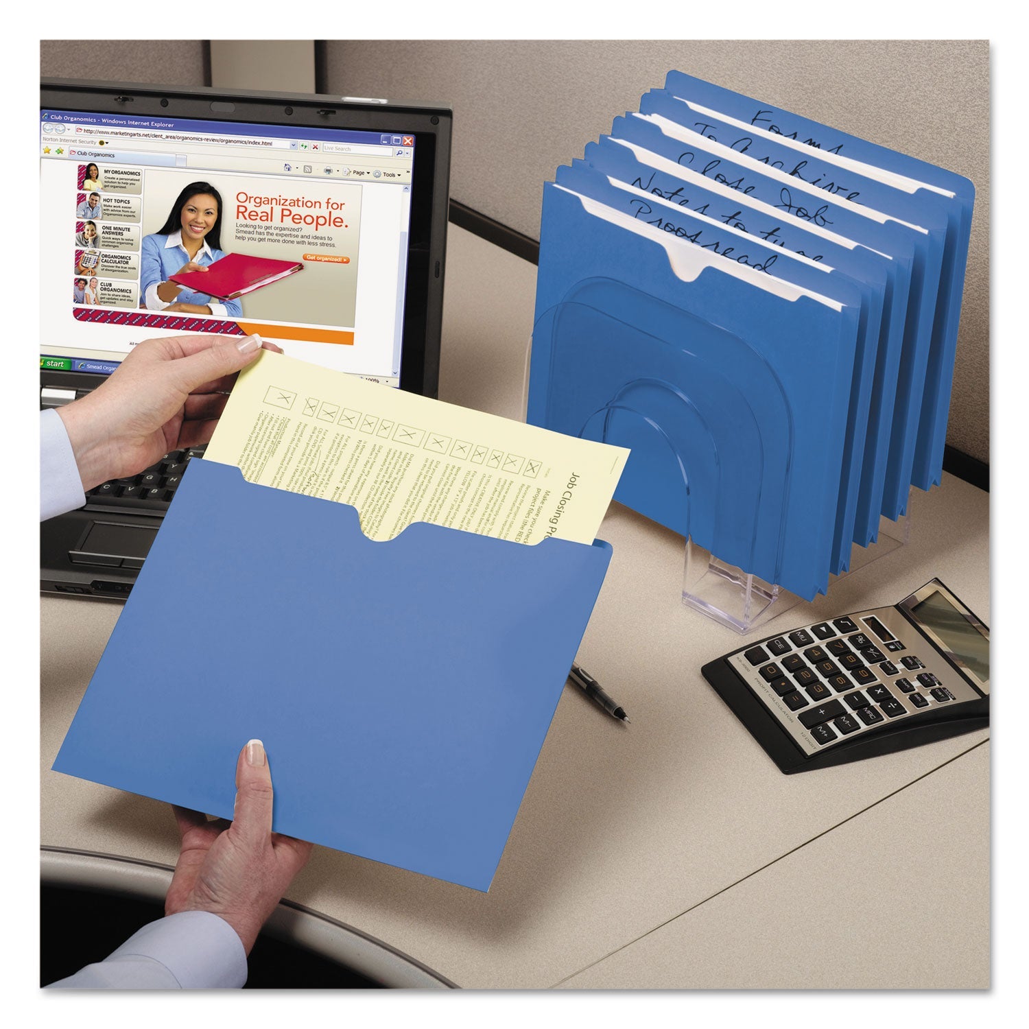 Smead Colored File Jackets with Reinforced Double-Ply Tab, Straight Tab, Letter Size, Blue, 100/Box