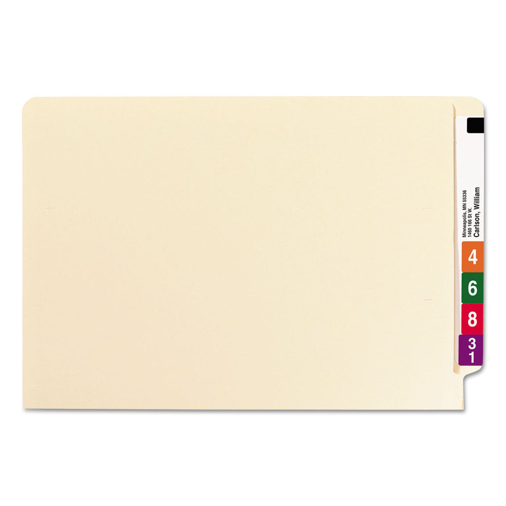 Smead Heavyweight Manila End Tab Folders, 9.5" High Front, Straight Tabs, Legal Size, 0.75" Expansion, Manila, 100/Box