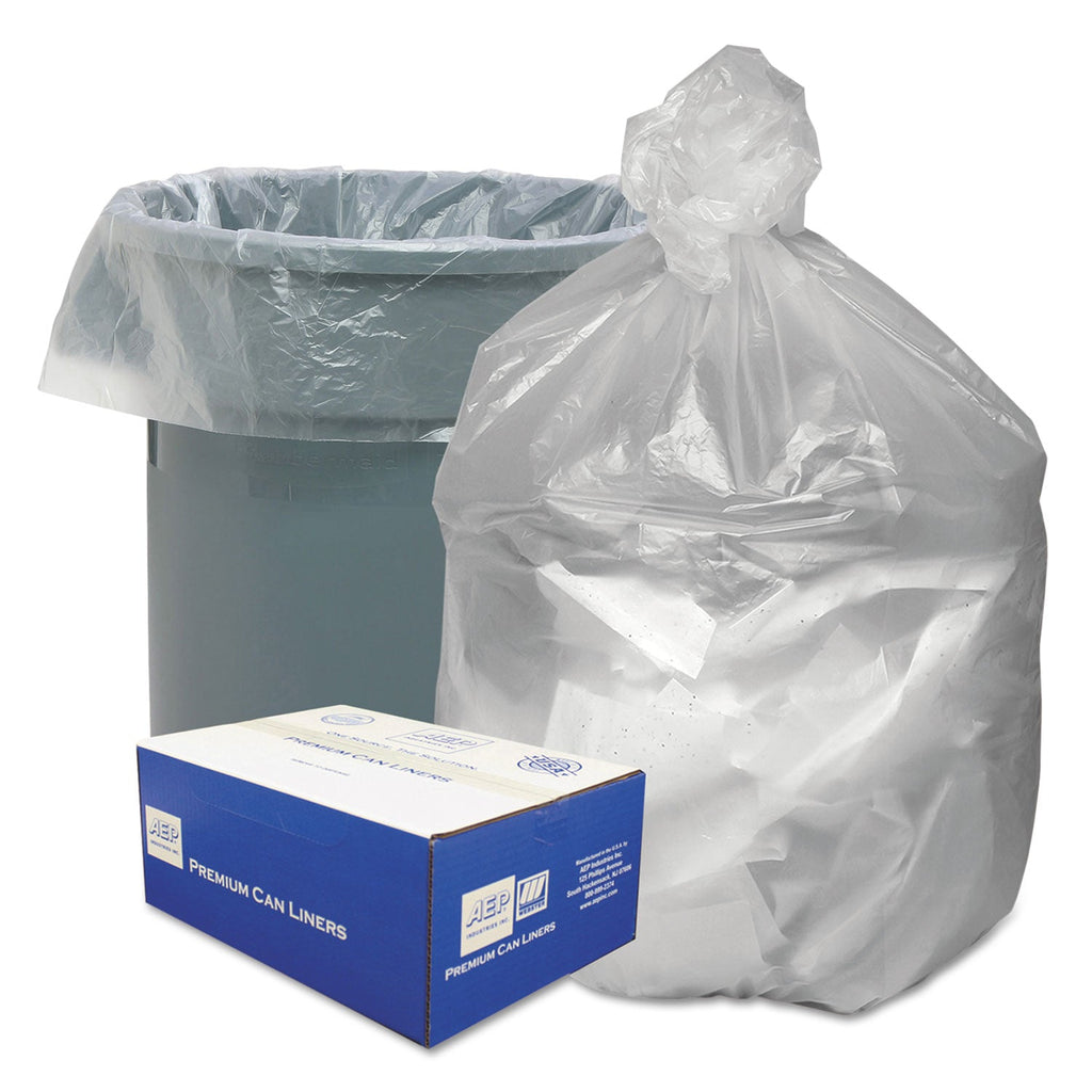 Good 'n Tuff Waste Can Liners, 45 gal, 10 microns, 40" x 46", Natural, 250/Carton