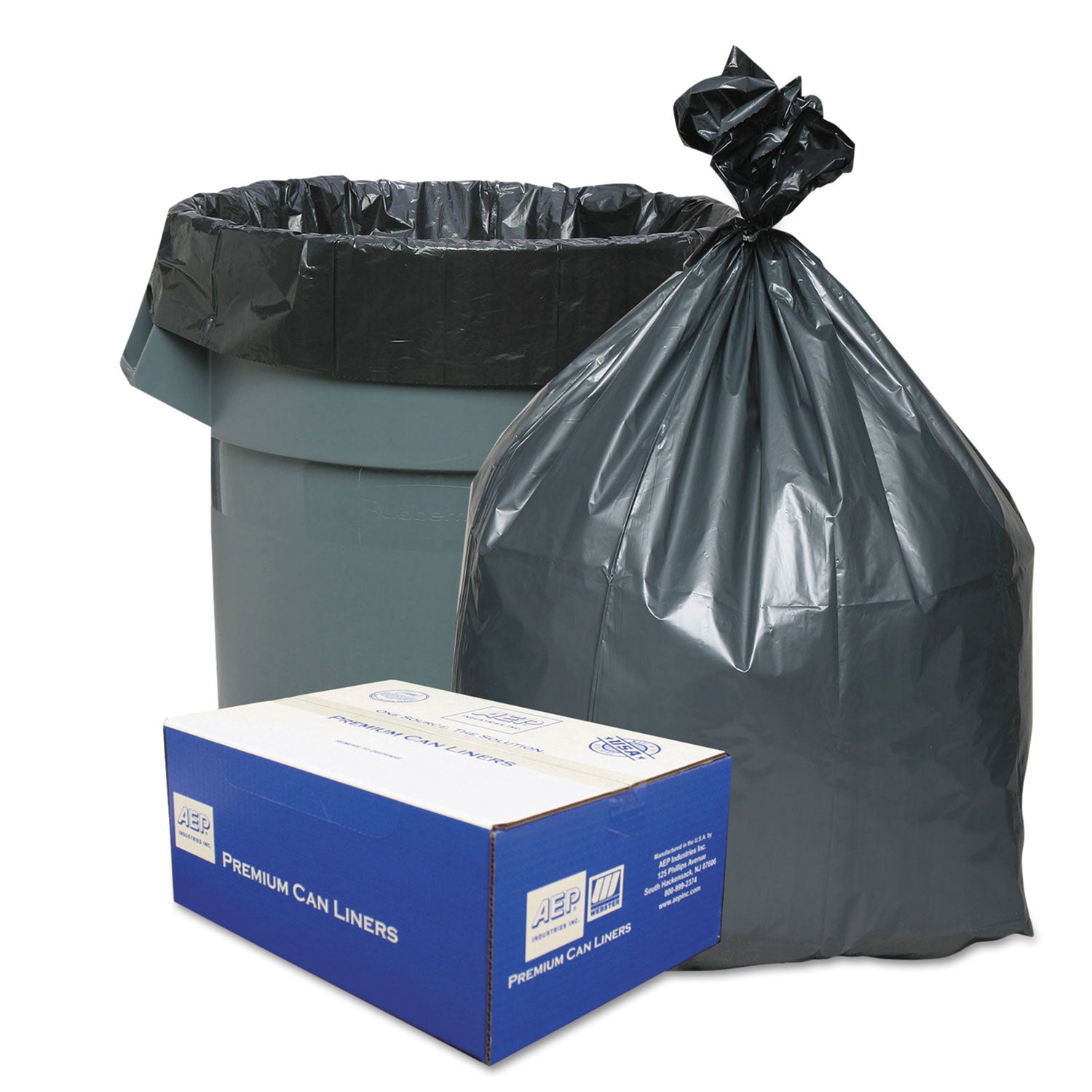 Platinum Plus Can Liners, 60 gal, 1.55 mil, 39" x 56", Gray, 50/Carton