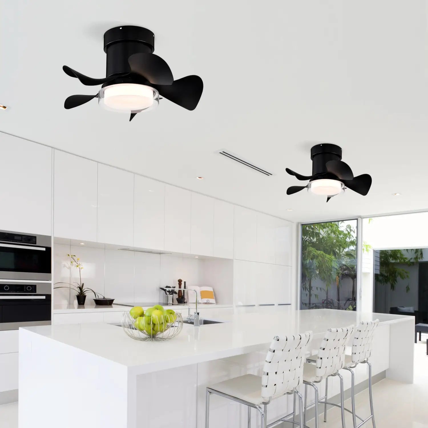 21" Matte Black Ceiling Fans with Lights Quiet DC Motor & Remote
