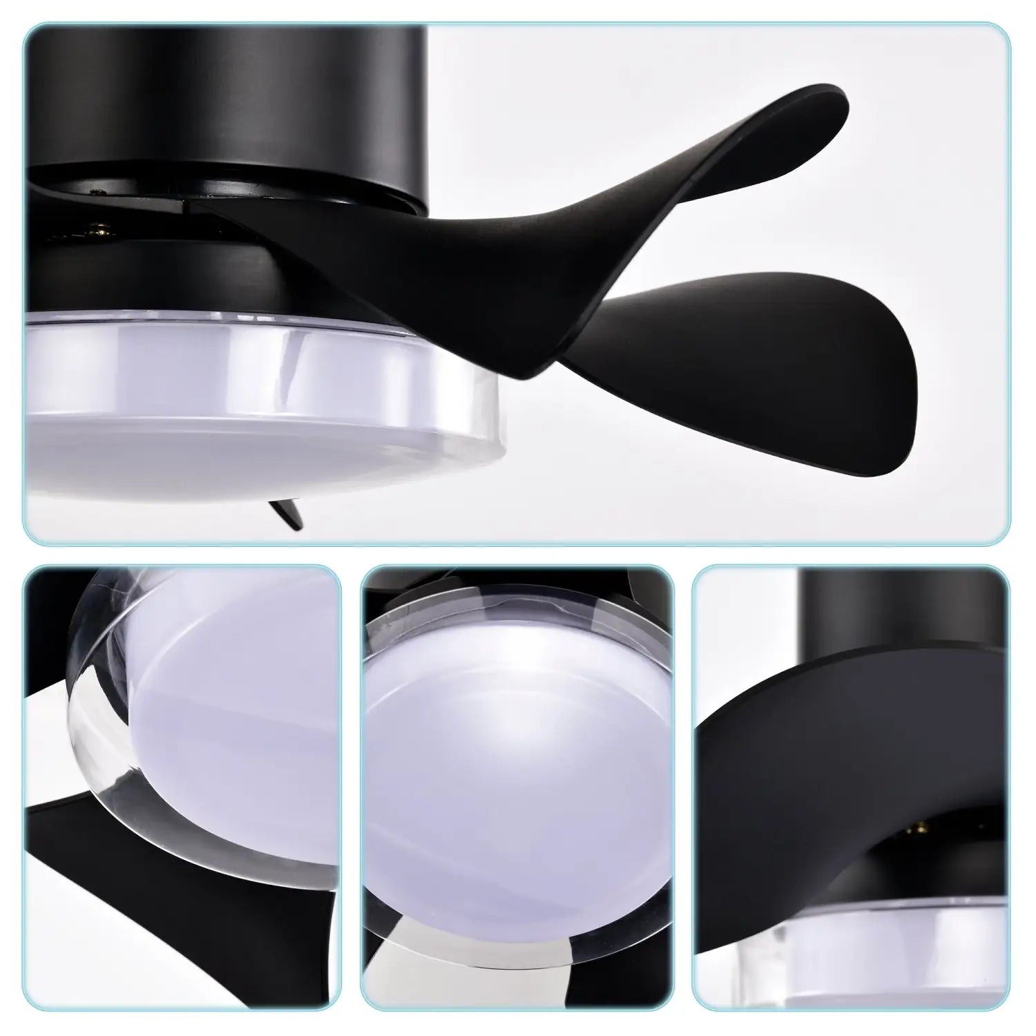21" Matte Black Ceiling Fans with Lights Quiet DC Motor & Remote