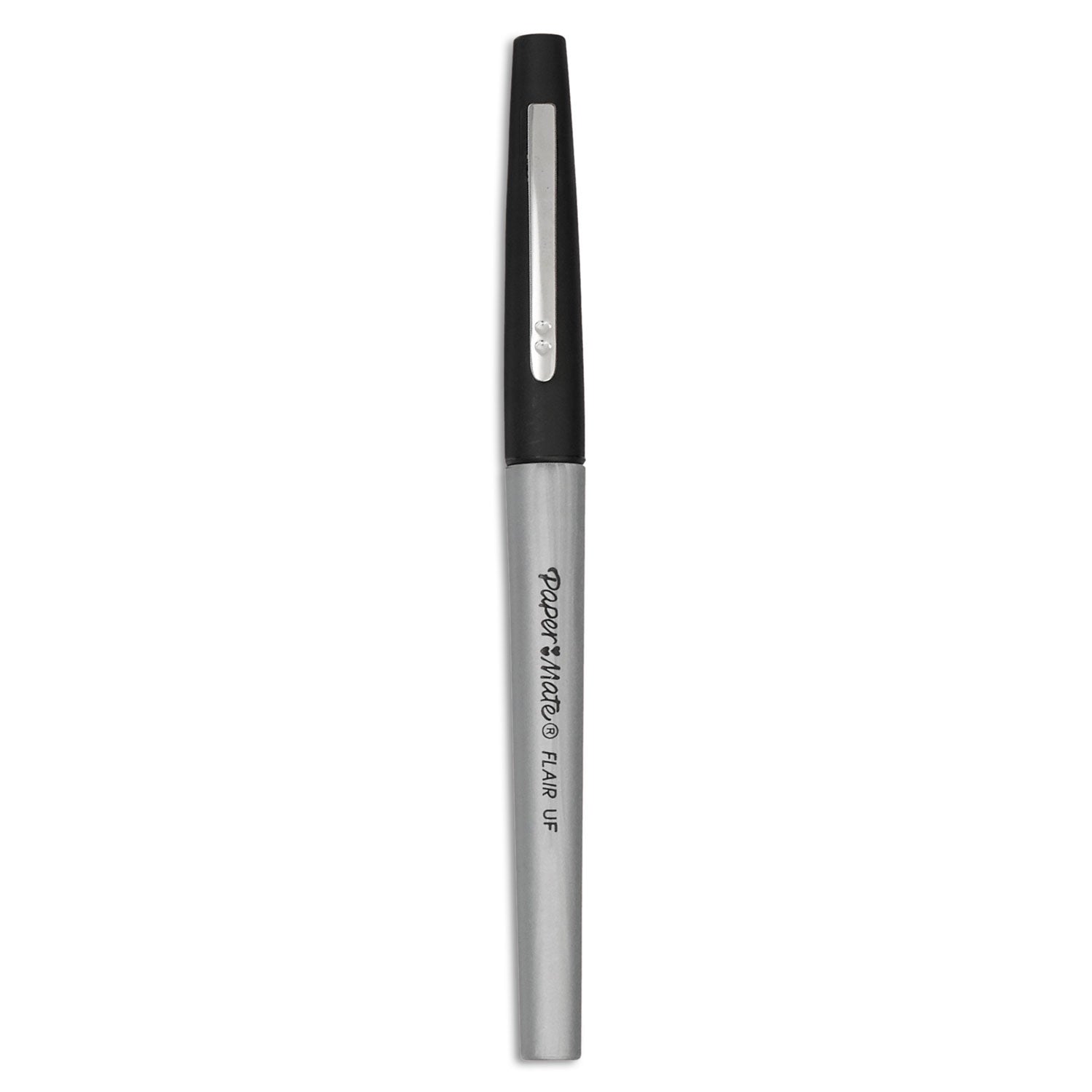 Paper Mate Flair Felt Tip Porous Point Pen, Stick, Extra-Fine 0.4 mm, Black Ink, Black Barrel, Dozen