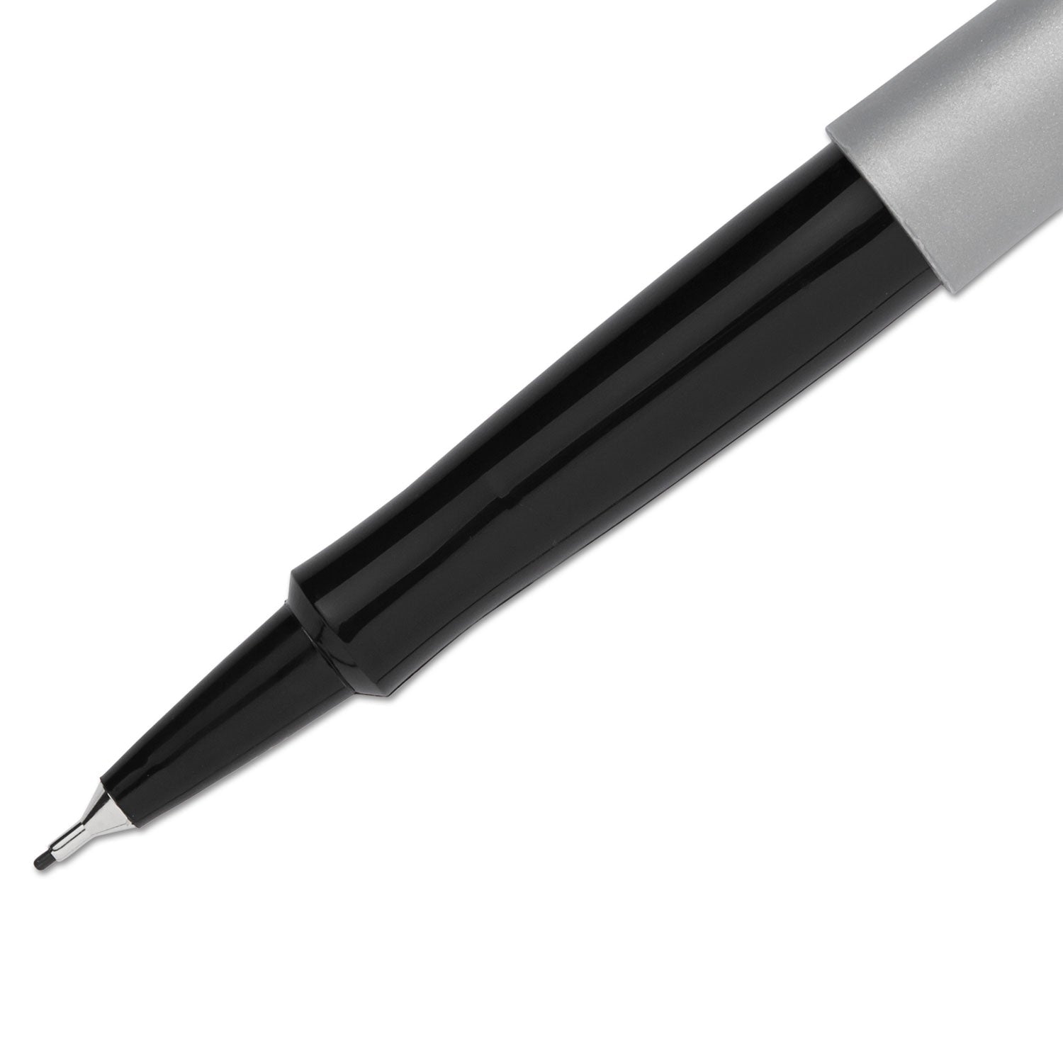 Paper Mate Flair Felt Tip Porous Point Pen, Stick, Extra-Fine 0.4 mm, Black Ink, Black Barrel, Dozen