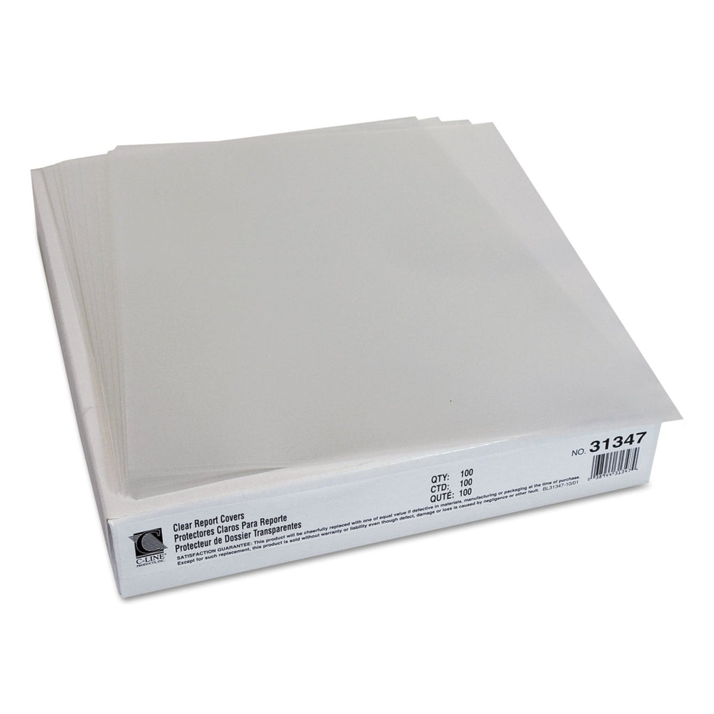 C-Line Vinyl Report Covers, Sliding Bar, 8.5 x 11, Clear/Clear, 100/Box
