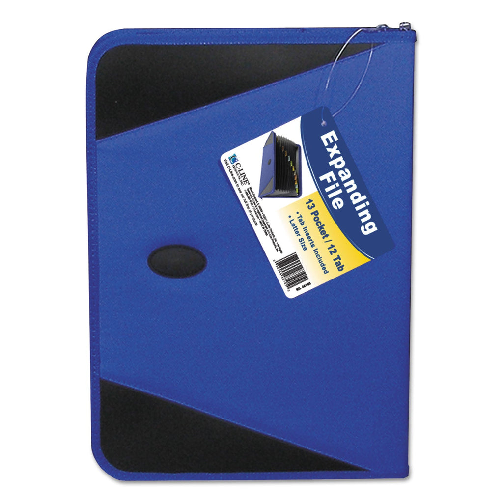C-Line Expanding File with Zipper Closure, 2" Expansion, 13 Sections, Zipper Closure, 1/12-Cut Tabs, Letter Size, Blue