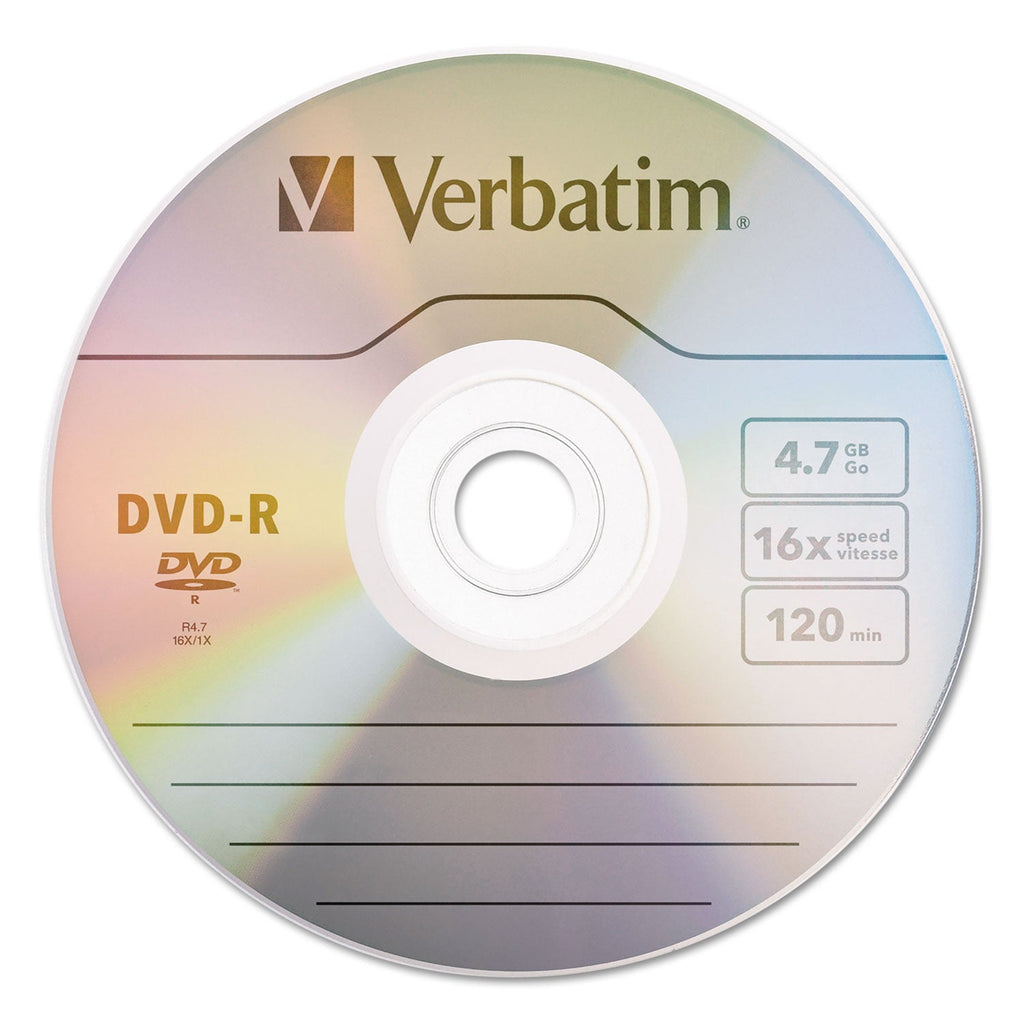 Verbatim DVD-R Recordable Disc, 4.7 GB, 16x, Spindle, Silver, 100/Pack