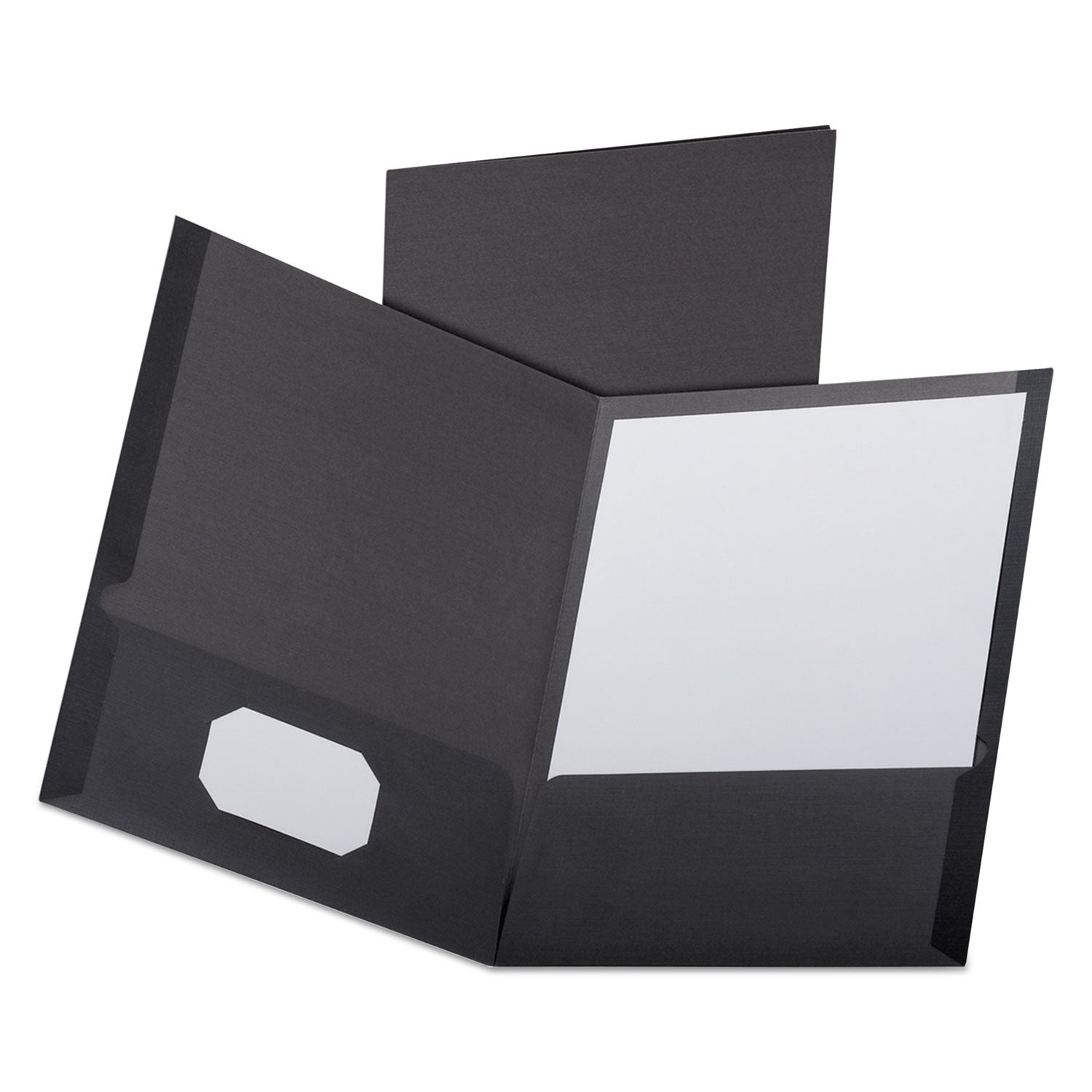 Oxford Linen Finish Twin Pocket Folders, 100-Sheet Capacity, 11 x 8.5, Black, 25/Box