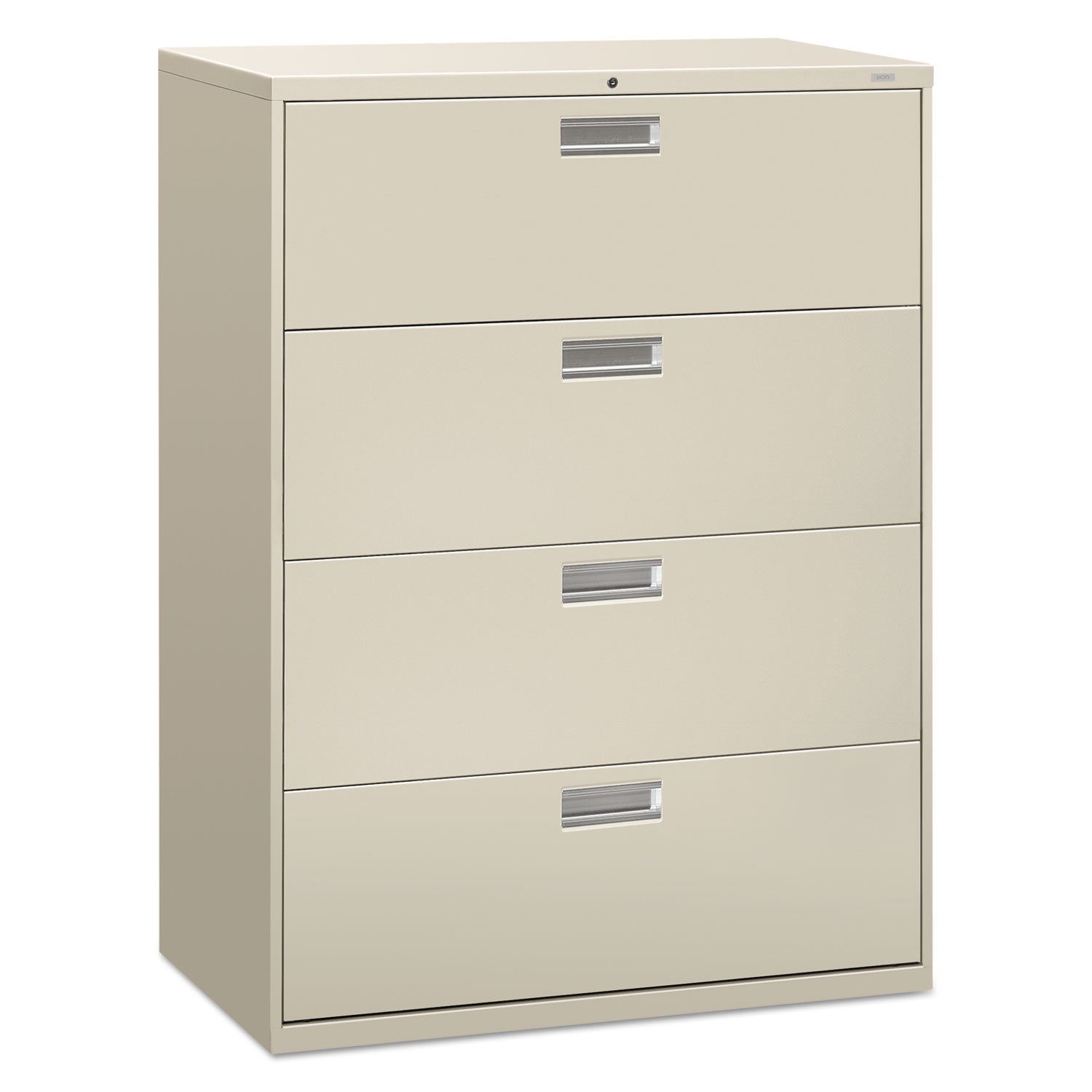 HON Brigade 600 Series Lateral File, 4 Legal/Letter-Size File Drawers, Light Gray, 42" x 18" x 52.5"