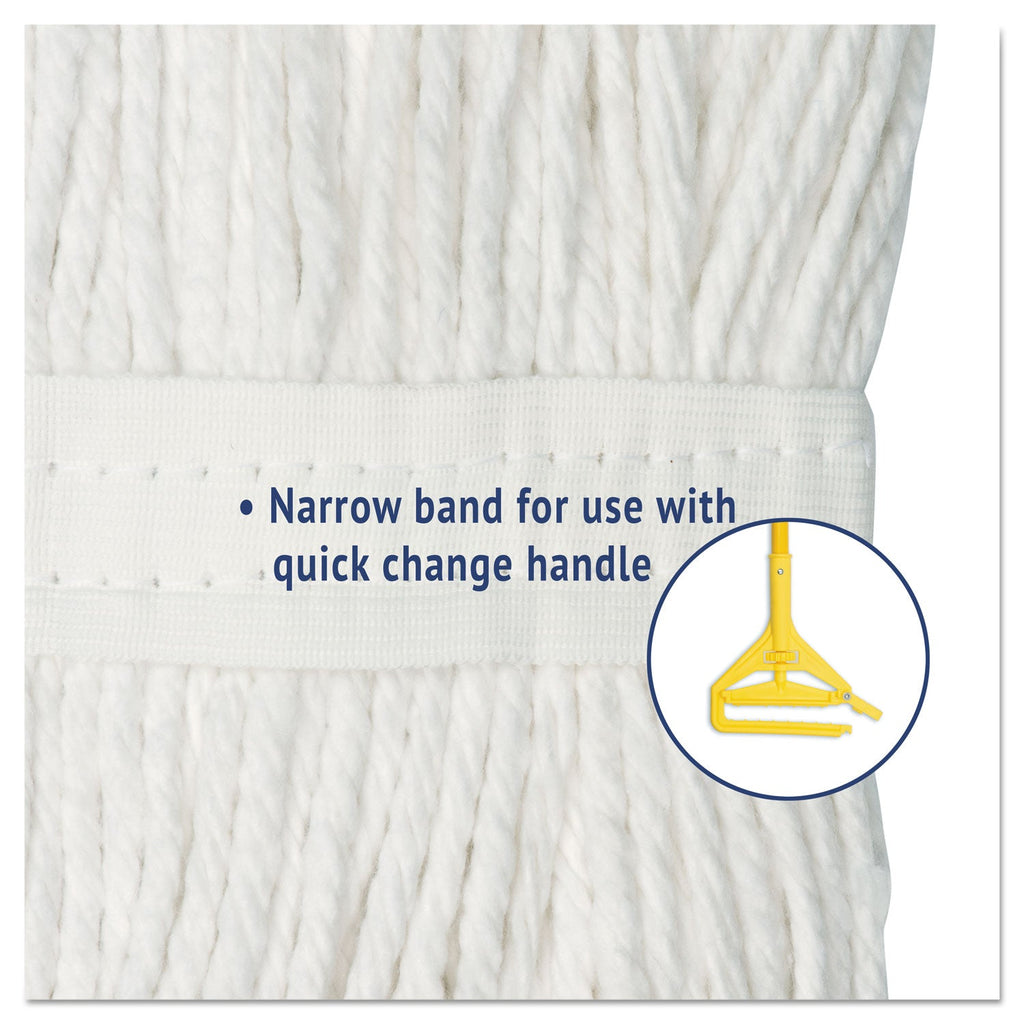 Boardwalk Premium Cut-End Wet Mop Heads, Cotton, 24oz, White, 12/Carton