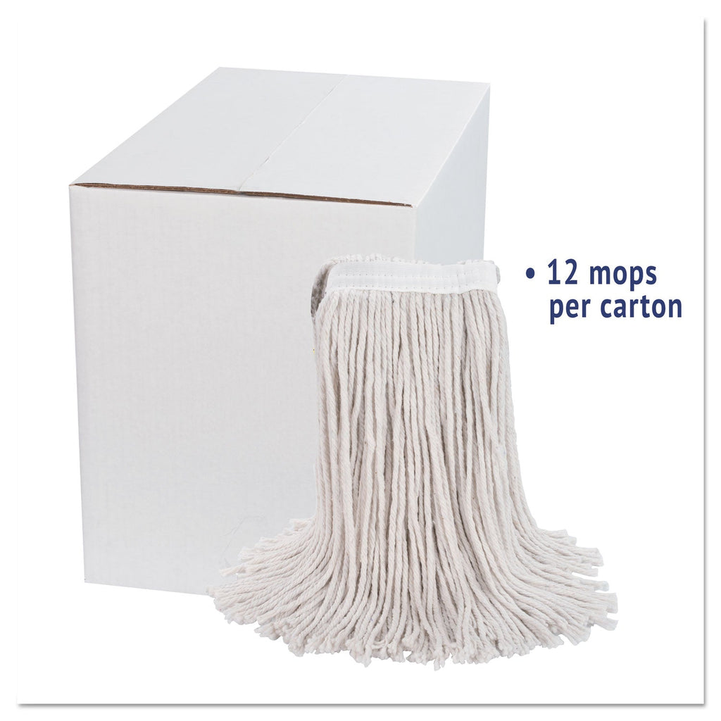 Boardwalk Premium Cut-End Wet Mop Heads, Cotton, 24oz, White, 12/Carton