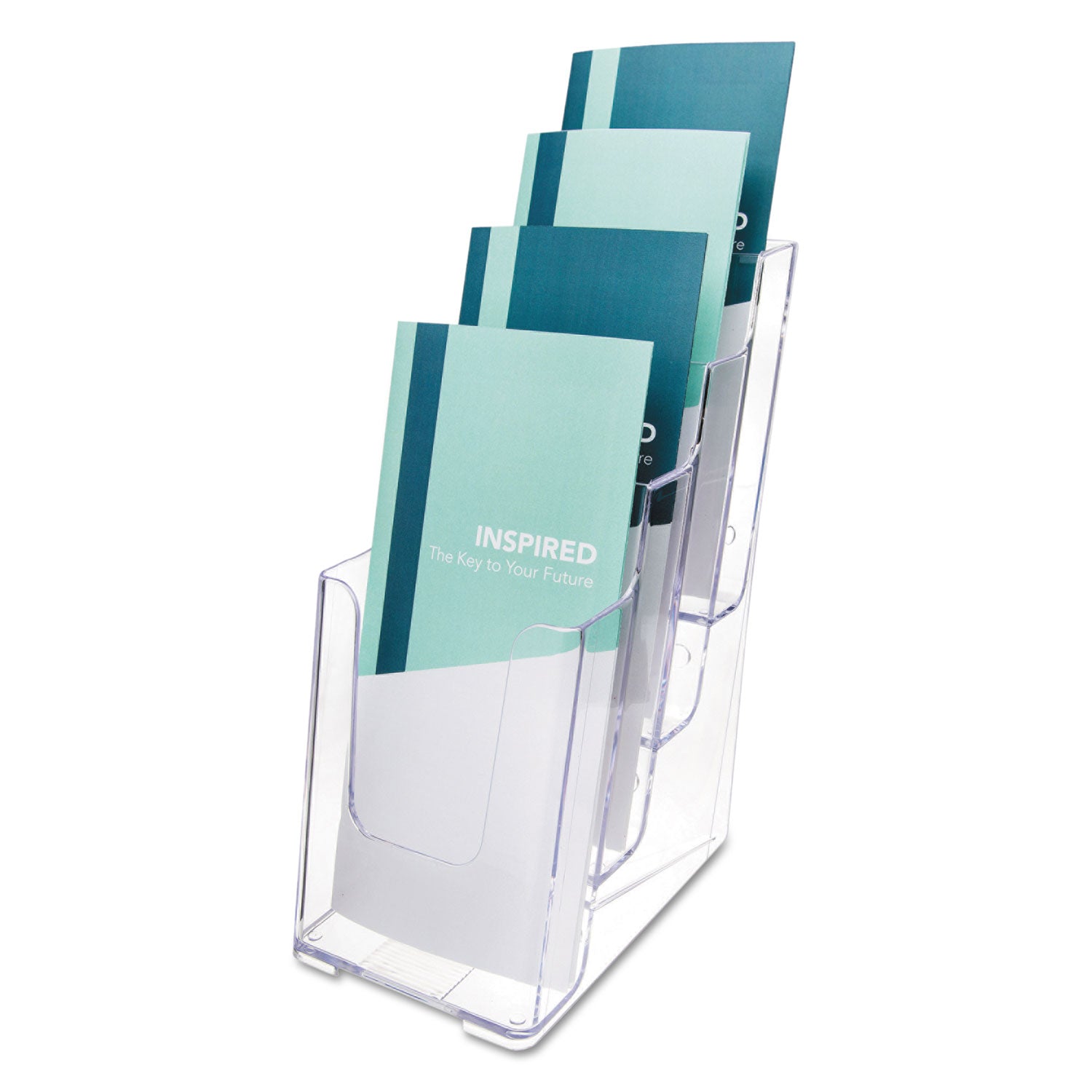 deflecto 4-Compartment DocuHolder, Leaflet Size, 4.88w x 6.13d x 10h, Clear