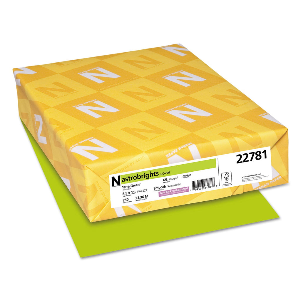 Astrobrights Color Cardstock, 65 lb Cover Weight, 8.5 x 11, Terra Green, 250/Pack
