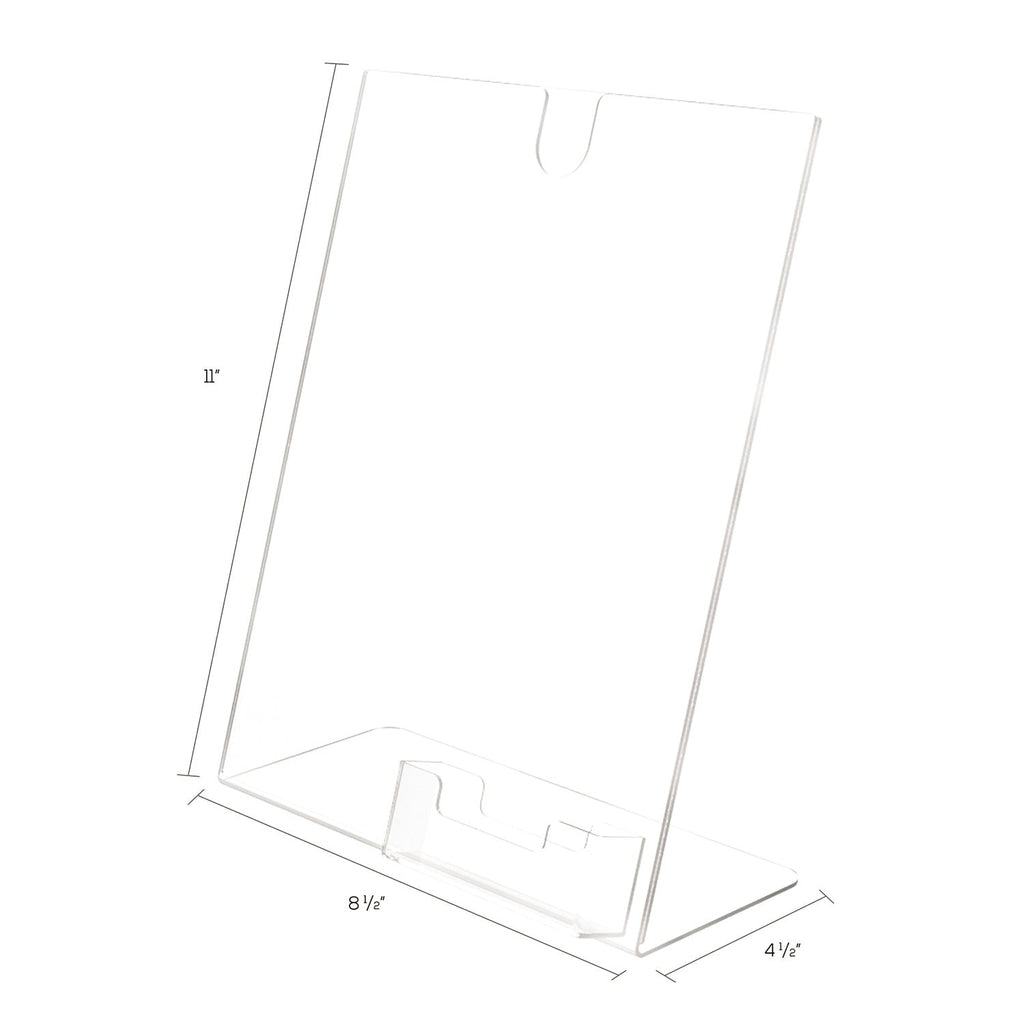 deflecto Superior Image Slanted Sign Holder with Business Card Holder, 8.5w x 4.5d x 11h, Clear