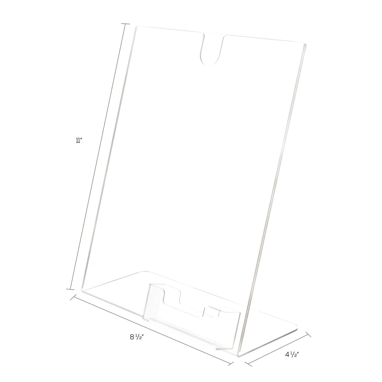 deflecto Superior Image Slanted Sign Holder with Business Card Holder, 8.5w x 4.5d x 11h, Clear