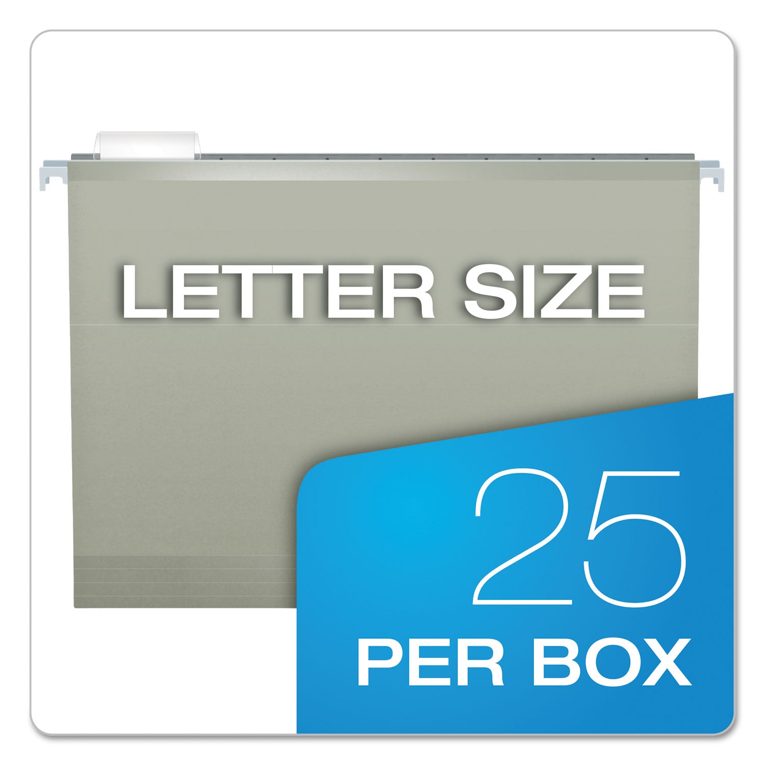 Pendaflex Colored Reinforced Hanging Folders, Letter Size, 1/5-Cut Tabs, Gray, 25/Box