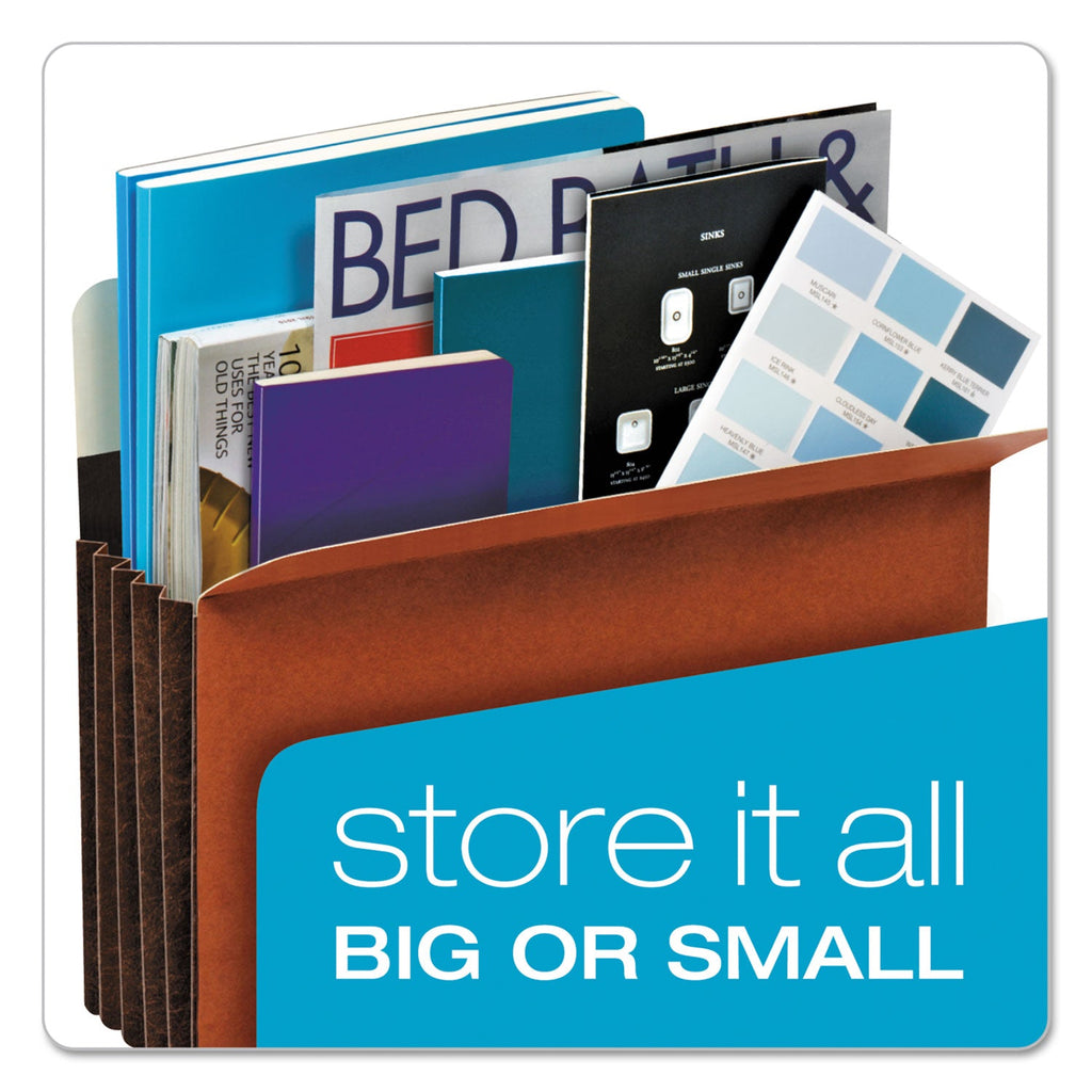 Pendaflex Heavy-Duty File Pockets, 5.25" Expansion, Legal Size, Redrope, 10/Box