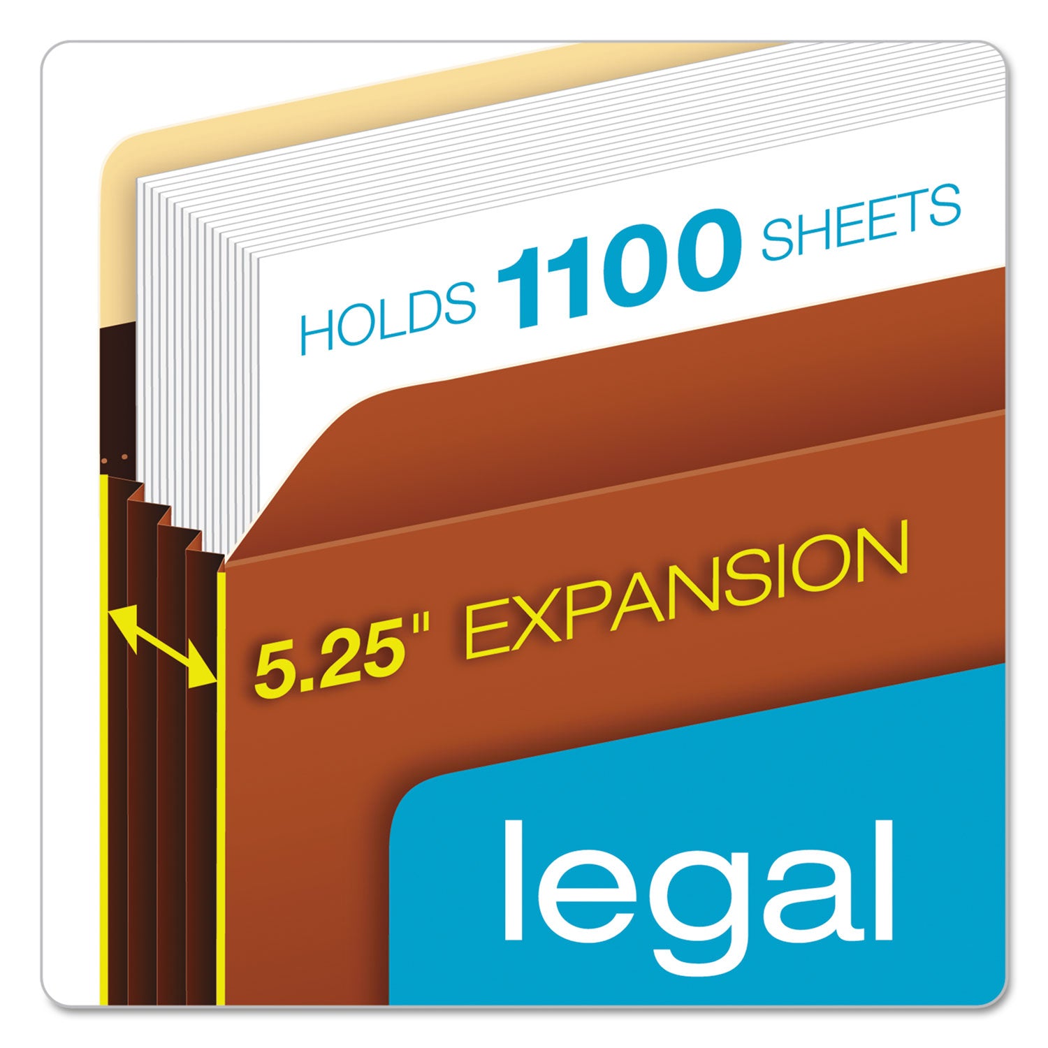 Pendaflex Heavy-Duty File Pockets, 5.25" Expansion, Legal Size, Redrope, 10/Box