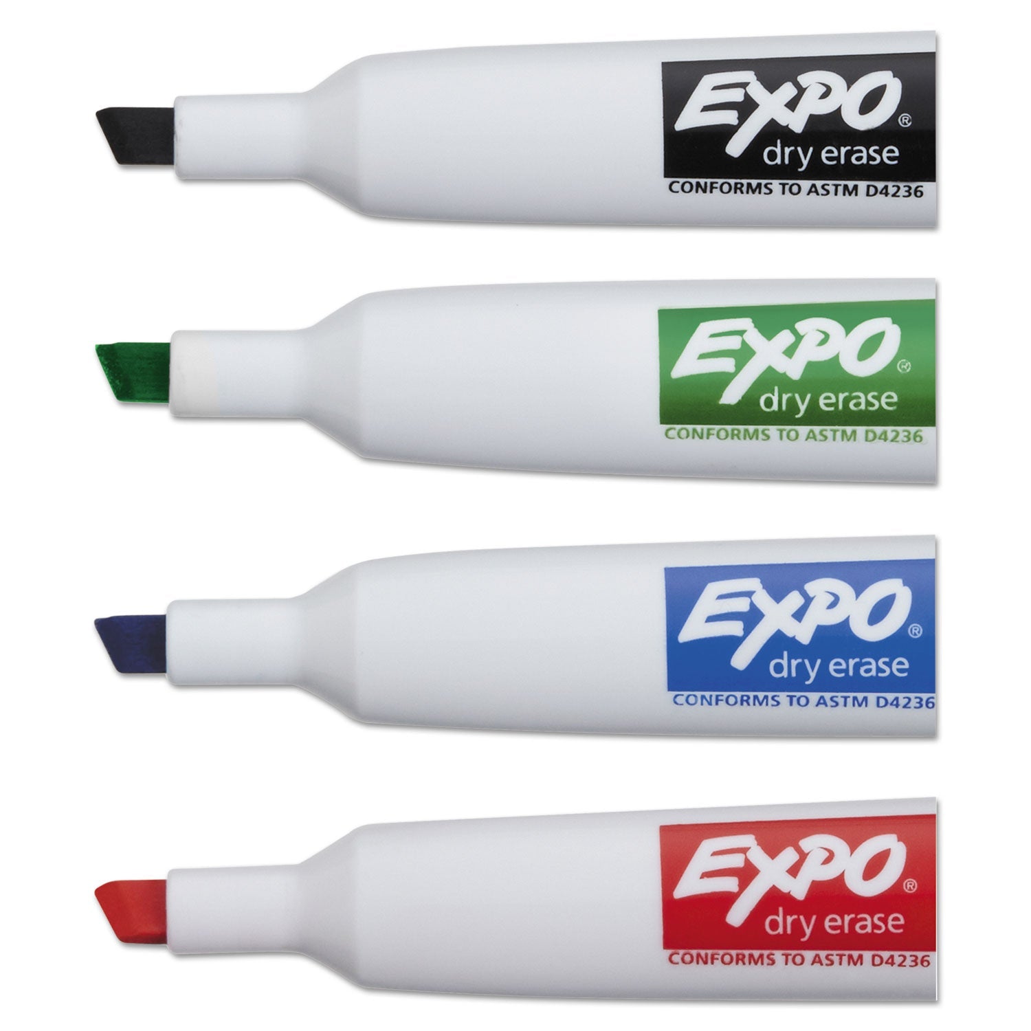 EXPO Magnetic Dry Erase Marker, Broad Chisel Tip, Assorted Colors, 4/Pack
