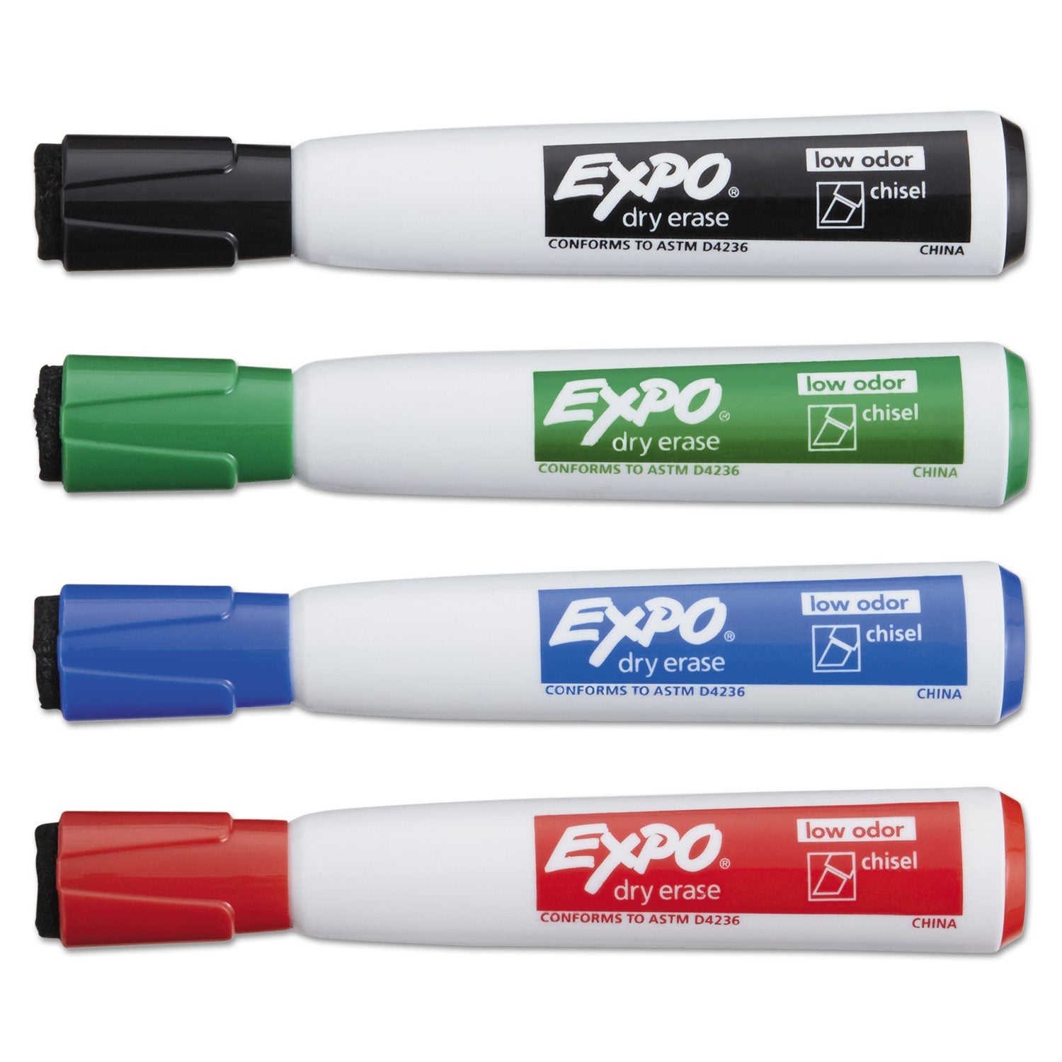 EXPO Magnetic Dry Erase Marker, Broad Chisel Tip, Assorted Colors, 4/Pack