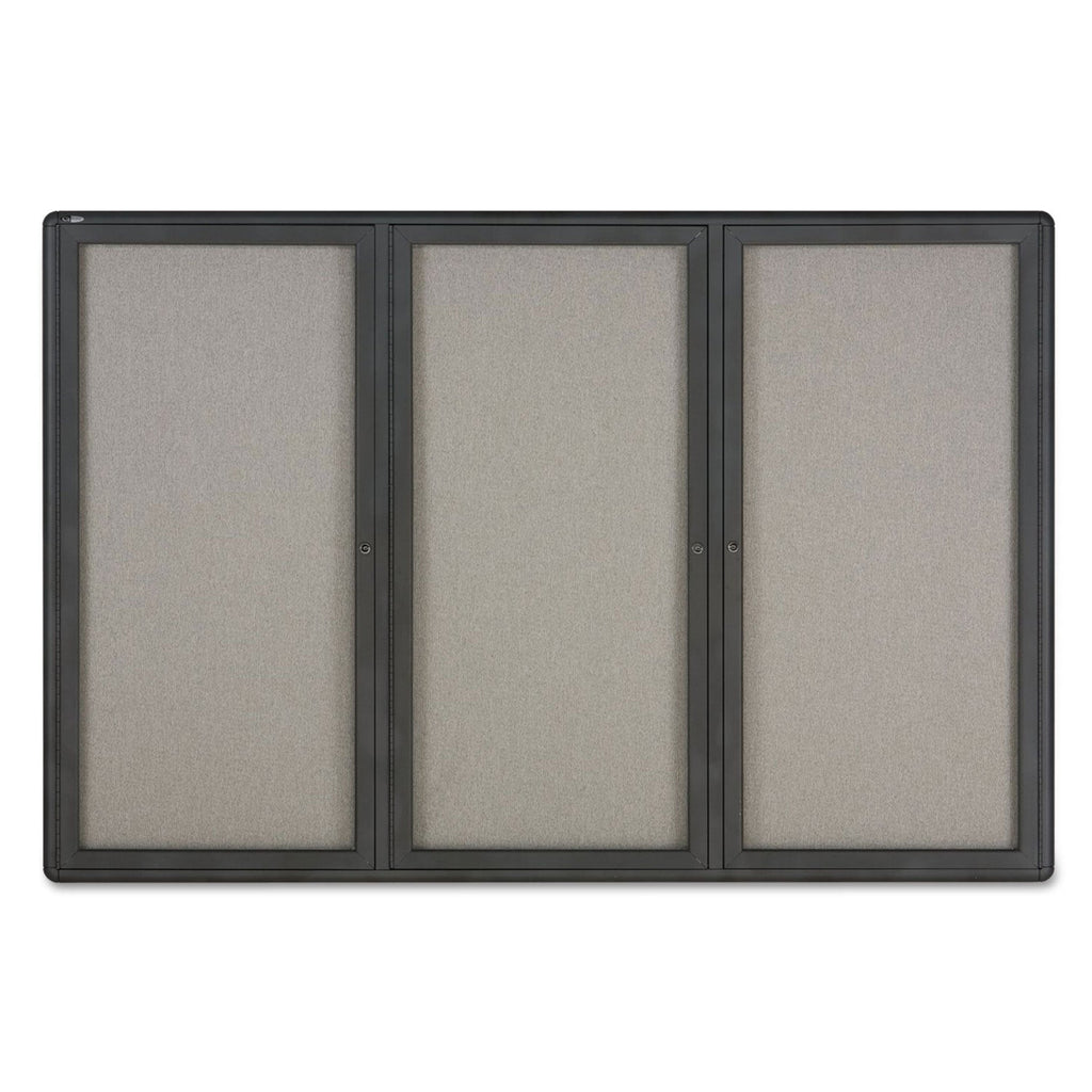 Quartet Enclosed Fabric-Cork Board, 72 x 48, Gray Surface, Graphite Aluminum Frame