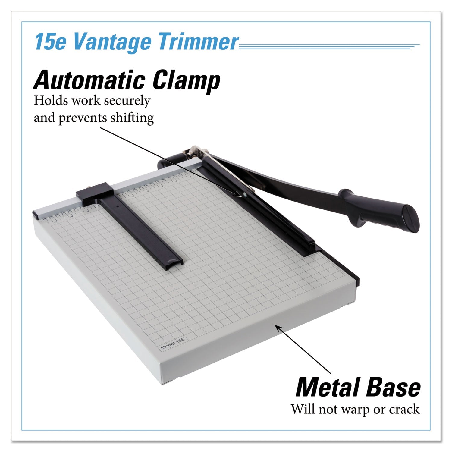 Dahle Vantage Guillotine Paper Trimmer/Cutter, 15 Sheets, 15" Cut Length, Metal Base, 12.25 x 15.75