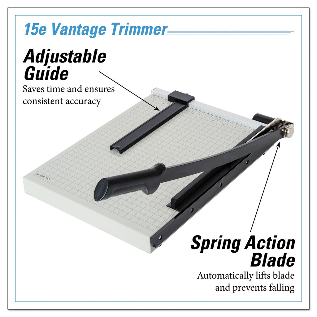 Dahle Vantage Guillotine Paper Trimmer/Cutter, 15 Sheets, 15" Cut Length, Metal Base, 12.25 x 15.75
