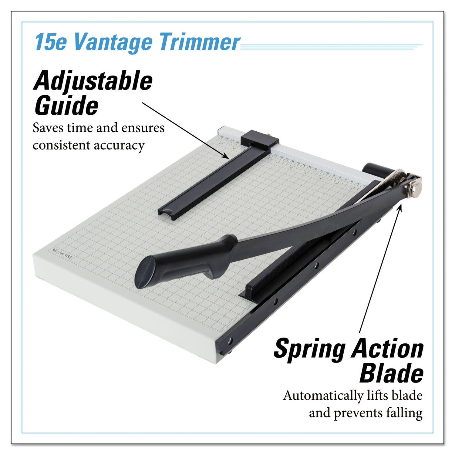Dahle Vantage Guillotine Paper Trimmer/Cutter, 15 Sheets, 15" Cut Length, Metal Base, 12.25 x 15.75